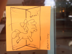 Size: 3264x2448 | Tagged: safe, artist:postitpony, apple bloom, everfree northwest, sketch, sticky note, traditional art