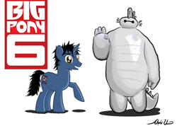 Size: 1250x890 | Tagged: safe, artist:oinktweetstudios, baymax, big hero 6, dragonified, hiro hamada, ponified