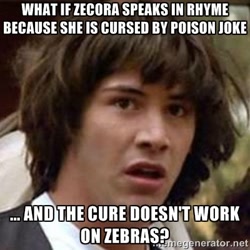 Size: 400x400 | Tagged: safe, zecora, human, zebra, conspiracy keanu, exploitable meme, meme