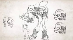 Size: 626x342 | Tagged: safe, artist:elosande, lavan, the fiends from dream valley, g1, concept art, g1 to g4, generation leap, monochrome, sunglasses, traditional art