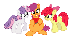 Size: 1140x628 | Tagged: safe, artist:slowcoloringfag, apple bloom, scootaloo, sweetie belle, 3ds, cutie mark crusaders, nintendo, nintendo ds