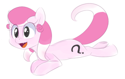 Size: 796x505 | Tagged: safe, artist:jessy, pony, cute, pokémon, ponified, prone, simple background, slowpink, slowpoke (pokémon), solo