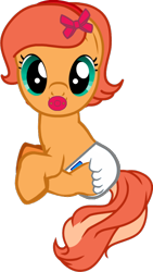 Size: 430x763 | Tagged: safe, artist:thunderdasher07, oc, oc only, bow, diaper, female, foal, headband, pacifier, solo