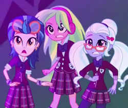 Size: 608x514 | Tagged: safe, screencap, indigo zap, lemon zest, sugarcoat, equestria girls, friendship games