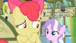 Size: 1152x648 | Tagged: safe, apple bloom, diamond tiara, insane pony thread, scrunchy face, tumblr