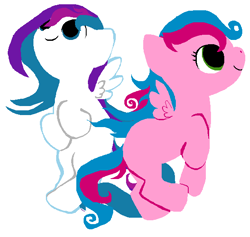 Size: 583x552 | Tagged: safe, artist:abstractzoology, heart bright, star flight, g3, filly, g3 to g4, generation leap, younger