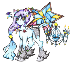 Size: 3707x3283 | Tagged: safe, artist:calavera-garbancera, oc, oc only, original species, augmented tail, solo, traditional art