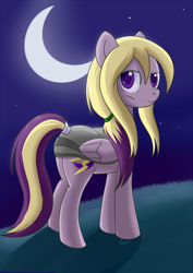 Size: 600x848 | Tagged: safe, artist:moonsango, oc, oc only, pegasus, pony, clothes, moon, night, scar, solo