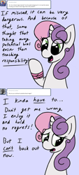 Size: 1280x2824 | Tagged: safe, artist:xenithion, sweetie belle, ask, blood mage sweetie belle, tumblr