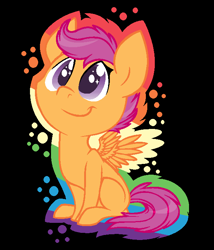 Size: 600x700 | Tagged: safe, artist:pyrolikestacos, scootaloo, black background, cute, cutealoo, happy, simple background, smiling, solo