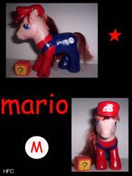 Size: 600x800 | Tagged: safe, artist:hubert-frank-chan, g3, ? block, comic sans, custom, irl, mario, photo, ponified, solo, super mario bros., toy