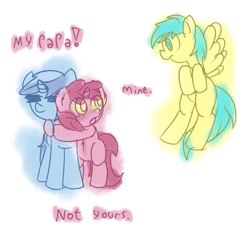 Size: 738x681 | Tagged: safe, artist:haute-claire, minuette, ruby pinch, sunshower raindrops, ask, ask ruby pinch, hug, tumblr