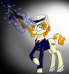 Size: 1050x1125 | Tagged: safe, artist:breadmanwalkin', clothes, fedora, hat, mobster, submachinegun, suit, tommy gun