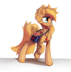 Size: 1714x1747 | Tagged: safe, artist:qweeli, oc, oc only, oc:sacred heart, pegasus, pony, bag, cross, necklace, solo