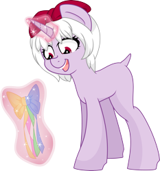 Size: 3050x3274 | Tagged: safe, artist:daydreamsyndrom, oc, oc only, oc:velvet ribbon, pony, unicorn, bow, magic, simple background, solo, transparent background