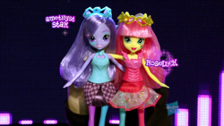 Size: 1366x768 | Tagged: safe, screencap, amethyst star, roseluck, sparkler, equestria girls, rainbow rocks, commercial, doll