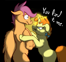 Size: 616x584 | Tagged: safe, artist:donlawride, derpibooru import, pumpkin cake, scootaloo, older