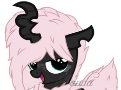 Size: 582x436 | Tagged: safe, artist:ipandacakes, oc, oc only, oc:cootie, hybrid, interspecies offspring, magical lesbian spawn, offspring, parent:oc:fluffle puff, parent:queen chrysalis, parents:canon x oc, parents:chrysipuff, solo