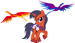 Size: 3057x1763 | Tagged: safe, artist:kaylathehedgehog, phoenix, pony, unicorn, bow, ear piercing, female, hino rei, mare, night phoenix, piercing, ponified, sailor mars, sailor moon, simple background, tail bow, transparent background, vector