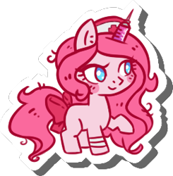 Size: 257x262 | Tagged: safe, artist:kyaokay, oc, oc only, oc:cootie shot, original species, unicorn, needle, solo