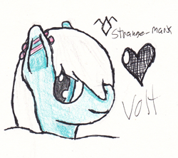 Size: 812x720 | Tagged: safe, artist:strange_mark, oc, oc only, oc:volt splicer, solo, traditional art