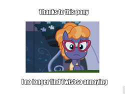 Size: 800x600 | Tagged: safe, edit, edited screencap, screencap, frazzle rock, twist, princess spike (episode), caption, cropped, op is a cuck, opinion