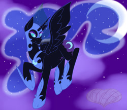 Size: 1500x1300 | Tagged: safe, artist:manestreamstudios, nightmare moon, flying, smirk, solo