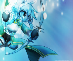 Size: 1600x1331 | Tagged: safe, artist:crutonart, arrow, bow (weapon), bow and arrow, ponified, sao, sinon, sword art online