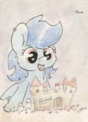 Size: 656x902 | Tagged: safe, artist:slightlyshade, nightshade, pegasus, pony, cake, female, mare, shadowbolts, solo, traditional art