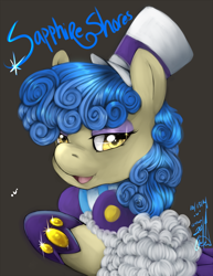 Size: 1200x1552 | Tagged: safe, artist:tomocreations, derpibooru import, sapphire shores, bedroom eyes, solo
