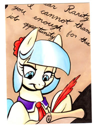 Size: 283x368 | Tagged: safe, artist:retrostarling, coco pommel, letter, solo, traditional art