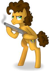 Size: 695x1002 | Tagged: safe, artist:ashidaii, artist:poikahorse, cheese sandwich, gun, shotgun, solo