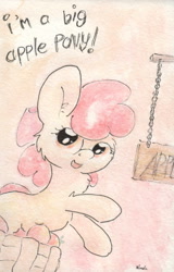 Size: 684x1066 | Tagged: safe, artist:slightlyshade, apple bloom, open mouth, solo, traditional art