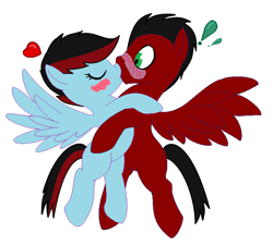 Size: 5128x4608 | Tagged: safe, artist:rainbowdashaventure, oc, oc only, oc:firedraw extreme, oc:lighting, absurd resolution, blushing, heart, kissing, oc x oc, shipping, surprise kiss, surprised