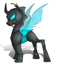 Size: 806x900 | Tagged: safe, artist:unpeeledwasp, changeling, colored sketch, doodle, simple background, sketch, solo, transparent background