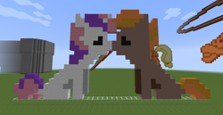 Size: 1280x658 | Tagged: safe, artist:redmagepony, button mash, sweetie belle, female, male, minecraft, minecraft pixel art, pixel art, shipping, straight, sweetiemash