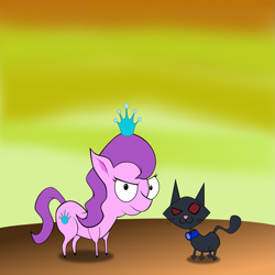 Size: 1693x1693 | Tagged: safe, artist:magerblutooth, diamond tiara, oc, oc:dazzle, cat, courage the cowardly dog, style emulation