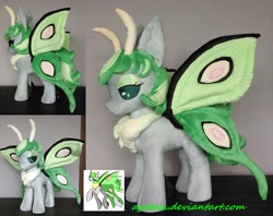 Size: 1280x1016 | Tagged: safe, artist:agatrix, oc, oc only, oc:actias, mothpony, original species, irl, photo, plushie