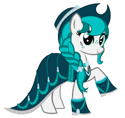 Size: 950x900 | Tagged: safe, artist:j-lin-mlp, oc, oc only, oc:raela, clothes, dress, gala dress, hat, simple background, solo, transparent background