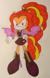 Size: 589x922 | Tagged: safe, artist:artking3000, adagio dazzle, anthro, plantigrade anthro, irl, photo, solo, sonic the hedgehog (series), sonicified, style emulation, traditional art