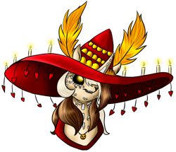 Size: 1024x880 | Tagged: safe, artist:baffleddingo, dia de los muertos, la muerte, ponified, simple background, solo, the book of life, transparent background