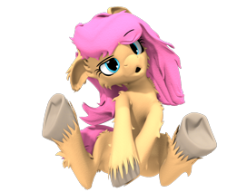 Size: 982x832 | Tagged: safe, artist:sherfur, oc, oc only, oc:bloom flower, earth pony, pony, 3d, :o, bed hair, cute, female, floppy ears, fluffy, head tilt, mare, messy mane, simple background, sitting, sleepy, solo, transparent background, underhoof, unshorn fetlocks