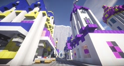 Size: 1920x1018 | Tagged: safe, brohoof.com, canterlot, canterlot streets, game screencap, minecraft, render, tower