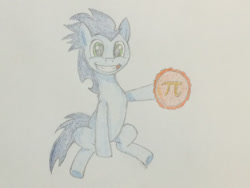 Size: 780x585 | Tagged: safe, artist:ricky2314, soarin', hoof hold, pi, pi day, pie, that pony sure does love pies, traditional art
