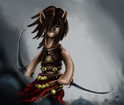 Size: 955x808 | Tagged: safe, artist:yavaho155, pony, bipedal, dagger, ponified, prince of persia, solo, video game