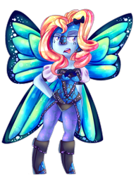 Size: 1010x1308 | Tagged: safe, artist:kookoi, oc, oc only, oc:blue peleide, original species, equestria girls, butterfly wings, equestria girls-ified, simple background, solo, transparent background