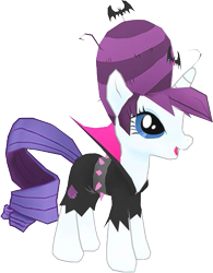 Size: 393x503 | Tagged: safe, screencap, rarity, vampire, clothes, cosplay, costume, gameloft, solo