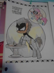 Size: 1280x1707 | Tagged: safe, artist:mabu, doctor whooves, scootaloo, batman, batmare, coloring page