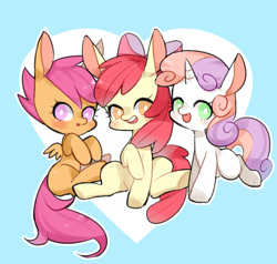 Size: 2100x2000 | Tagged: safe, artist:kura, apple bloom, scootaloo, sweetie belle, cutie mark crusaders, pixiv