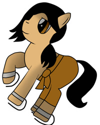 Size: 678x846 | Tagged: source needed, useless source url, safe, artist:blue_shadow, chell, ponified, portal (valve), portal 2, simple background, solo, white background